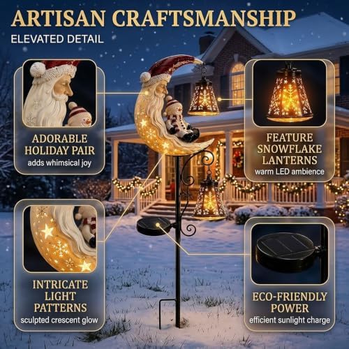 Solar Halloween Black Cat & Pumpkin Moon Garden Stake Light,2-in-1 Waterproof Outdoor LED Yard Decor with Hanging Lantern,Auto Dusk-to-Dawn Lawn Ornament for Pathway,Patio, Walkway (Color-H-2PCS) - Image 4