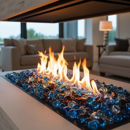 Mr. Fireglass 1 Inch Diamond Fire Glass, Caribbean Blue+Crystal Ice+Amber - Image 6