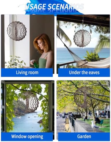 12 Inch Brown Palm Leaves Wind Spinner for Yard and Garden, Tropical Summer Beach Coastal Hanging Ornaments Outdoor 3D Kinetic Wind Sculpture Spinners Indoor Outdoor Patio Décor Ornaments Gift - Image 7