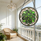 Stained Glass Window Hanging Lucky Clover Suncatcher Gift for Mom 15" - Image 7