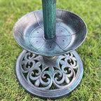 Westcharm 30 Inch Solar Powered LED Lighted Birdbath with Planter Bowl for Outdoors Yard Outside Outdoor Garden Decoration Pedestal Base Stand - Verdigris Green Polyresin Solar Bird Bath with Planter - Image 5