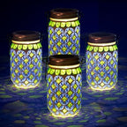 Stargarden 4 Pack Mosaic Solar Lantern , Outdoor Hanging Lantern,Blue Green by Stargarden