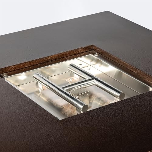 28'' Propane Fire Pit Table, 50,000 BTU Fire Table with Steel Lid, Big Legs, Laval Rocks, Deck Safe Fire Pit, Gas Fire Pits for Outside Patio, Brown. - Image 5