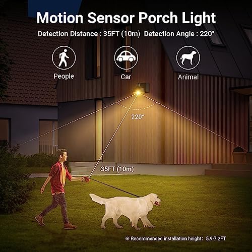 Ehaho Porch Lights with Outlet for Front Door, Motion Sensor, IP65 (1 PC) - Image 3