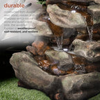 Alpine Corporation WIN734 31" Outdoor 6-Tier Rainforest Waterfall Fountain with LED Lights – Cascading Water Feature for Patio, Backyard, and Garden Décor, Gray - Image 6