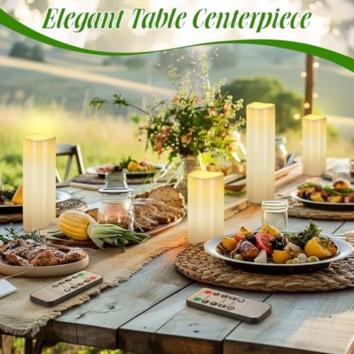 Rossesay 4 Pcs 8" 10" 12" 14" X 4", Flameless Candles, Ivory White, Vivid - Image 5