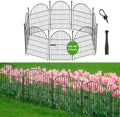 Garden Fence Border, 32 in(H) x17.5 Ft(L) 8 Panels, Tall Garden Animal Barrier Fence with Gate, Dog Fence Outdoor for Yard, Arched Rustproof Metal No Dig Fence, Flower Bed Fencing by Okaygardn