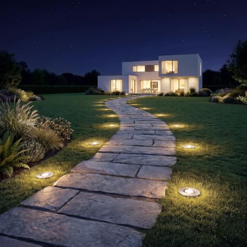 Low Voltage In Ground Lights 6PK 0.6W LED Spotlights 12V AC Outdoor Light 7 Lumens Landscape Lighting Kit 3200K with Spike Stake and Connector for Pathway Garden, Yard, Lawn - Image 7