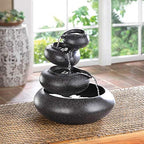 Zingz & Thingz Zen Collection Resin Tabletop LED Water Fountain, Four-Tier, 9.5x9.5x10 - Image 2