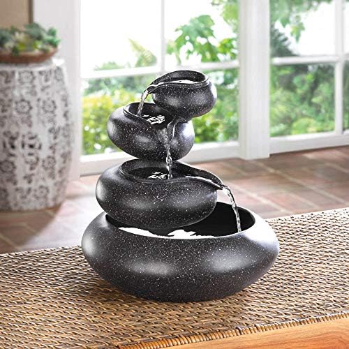Zingz & Thingz Zen Collection Resin Tabletop LED Water Fountain, Four-Tier, 9.5x9.5x10 - Image 2