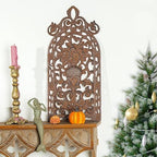 Sungmor Vintage Cast Iron Wall Plaque -Scroll and Floral Vase Design,Rust - Image 2