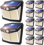 CLAONER Solar Motion Sensor Lights Outdoor, 12 Pack Solar Fence Lights IP65 Waterproof, Bright 128 LED Security Flood Lights with 270°Wide Angle, 3 Lighting Modes Motion Light for Outside, Warm White by Claoner