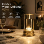 Cordless Outdoor Table Lamp, Rechargeable LED Patio Lamp, Dimmable, Gold - Image 2