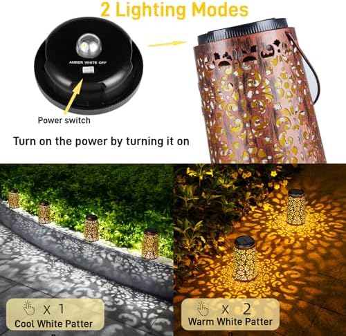 4 Pack Solar Hanging Lanterns Outdoor - Image 5