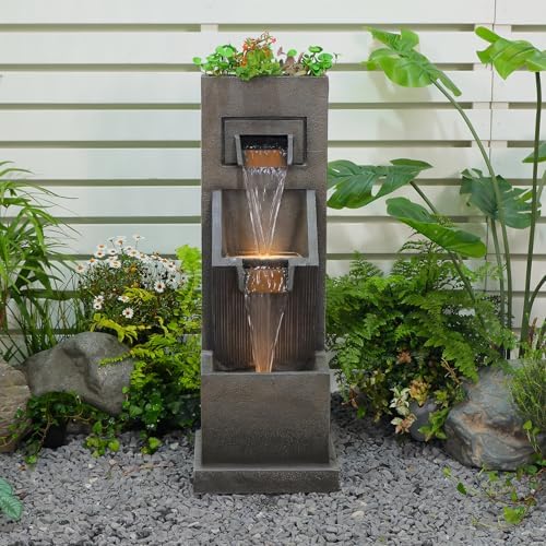 Sunlinua 35H Modern Outdoor Water Fountain with 3-Tiers - Image 4