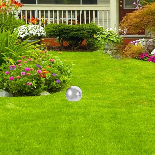 KALLORY 6pcs Stainless Steel Polished Mirror Gazing Balls Set, Hollow Reflective Sphere Ornaments for Garden and Patio Décor, Sizes 150mm to 50mm, Outdoor Floating Metal Globes - Image 5