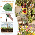 Frienda 57 Inch Bird Houses for Outside with Pole, Durable Metal Wild Bird Feeder with Stand, Decorative Ladybug Birdhouse Stake Easy to Install for Attract Birds Garden Patio Decor - Image 4