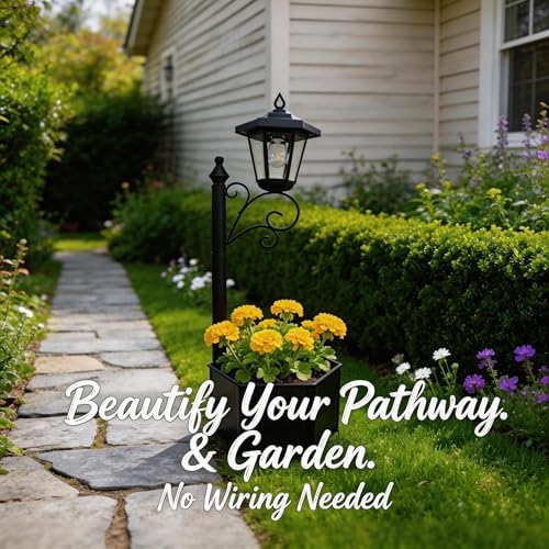 2Pack Solar Planter with Street Lamp Post 2-in-1, 75 cm, Black - Image 4