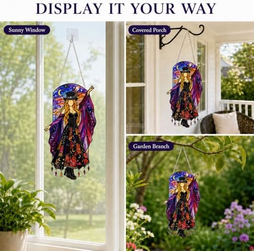 Handmade Stained Glass Wind Spinner, Dancing Lady Window Suncatcher,Model B - Image 6