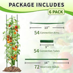 TCBWFY 6-Pack 63-Inch Adjustable Tomato Cages, Heavy-Duty Metal Plant Support Trellis for Garden and Pots, DIY Tomato Stakes, Height Adjustable 16 to 378 Inches - Image 2