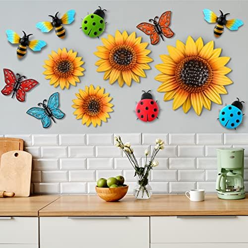 Sweetude 12 Pcs Metal Sunflower Wall Decor, Novelty Style - Image 5