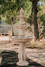 XBrand 51" Outdoor Water Fountain, 3-Tier Garden Waterfall Fountain with Pineapple Finial, Freestanding Patio Decor with Pump, Auto Shut-Off, Fiber Resin Beige - Image 2