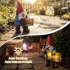 Lavezee Funny Garden Gnome, Middle Finger Gnomes Statue with Solar Lighted Sign – “My Territory” for Patio Backyard Porch Outdoor, Humorous Housewarming Gifts for Men Dad Husband - Image 3