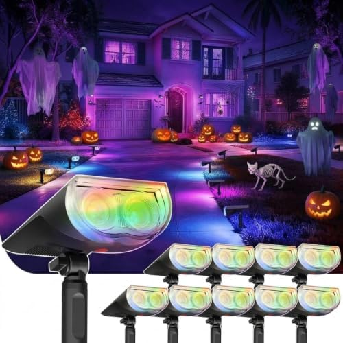 Linkind Halloween Solar Spotlights Outdoor Waterproof Multicolor 10 Pack by Linkind