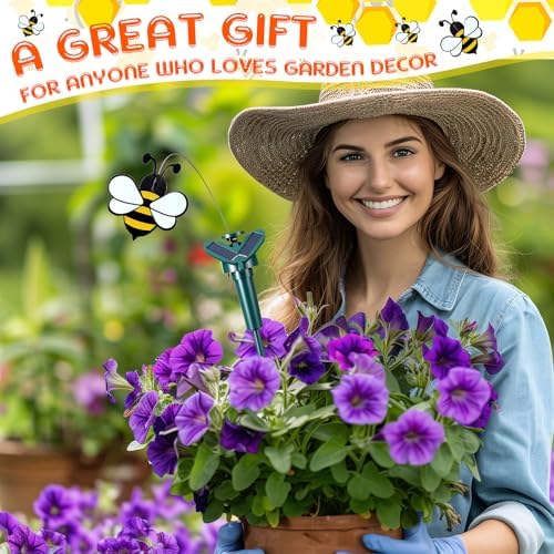 Retisee 6 Pcs Flying Bees for Centerpieces Solar Fluttering Garden Decor - Image 6