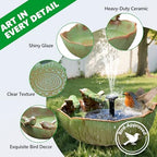 Solar Powered Ceramic Bird Bath for Outdoors, 10.1" Hummingbird Solar Fountain Ground Ceramic Bird Baths Bowl for Outside, Large Table Top Garden Décor for Patio, Yard & Home - Image 4