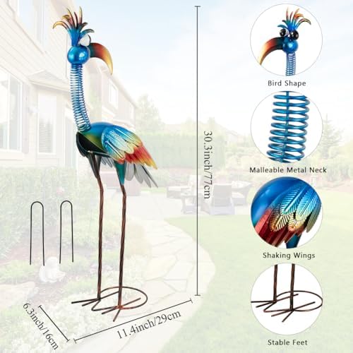 DREAMSOUL Metal Bird Garden Statues 30" Funny Patio Lawn Decor - Image 2