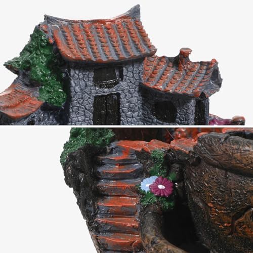 OUNONA Fairy Garden Planter, Creative Flower Pot Holders Hanging Garden Design with Sweet House Micro Landscape Mini Succulent Plant Planter for Indoor Outdoor Desk Balcony Decor - Image 7