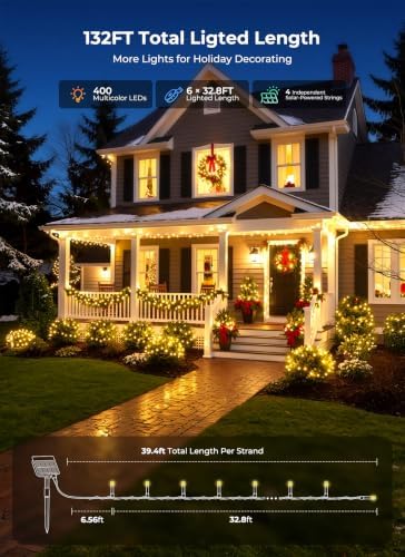 Minetom 6 Pack Solar-Christmas-Lights-Outdoor, Total 236FT, 600 LEDs - Image 2
