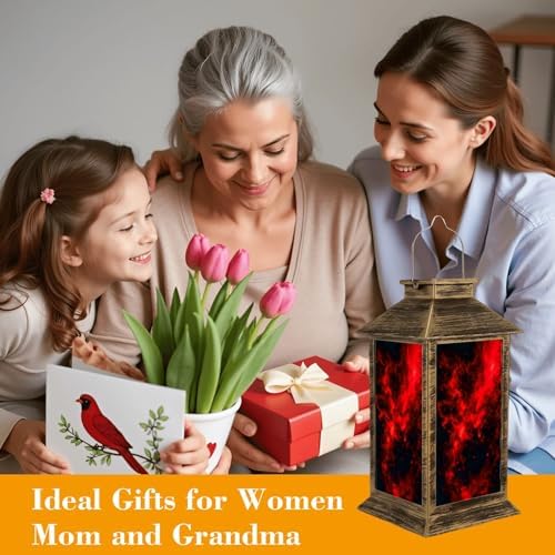 Solar Lantern Outdoor Waterproof Abstract Black Red Acrylic Ink Fantastic Chaotic Swirling Patterns Garden Decor LED Solar Lights Hanging/Tabletop Lamp Gifts for Women Mom for Outside Yard Patio - Image 4