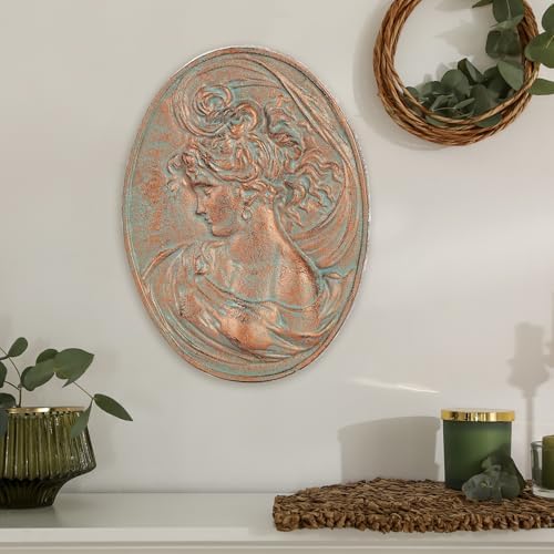Sungmor Copper Cast Iron Wall Art, Oval-shaped Classical Lady Relief Plaque - Image 4