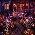 Solar Halloween Lights Outdoor 4Pack,Orange&Purple Firework Lights by Fairdeer