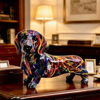 FUNSXBUG Colorful Dachshund Dog Statue Art Figurines Sculpture Collectibles Home Office Desktop Decor Outdoor Garden Display Decoration (Dachshund Dog 2) by FUNSXBUG