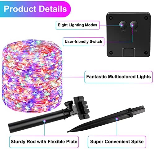 Brightever 4-Pack Solar String Lights Outdoor 288FT, Each 72FT 200 LED Solar Fairy Lights Waterproof, 8 Modes RGB Twinkle Lights for Christmas, Halloween, Party, Wedding Decorations(Multicolored) - Image 3