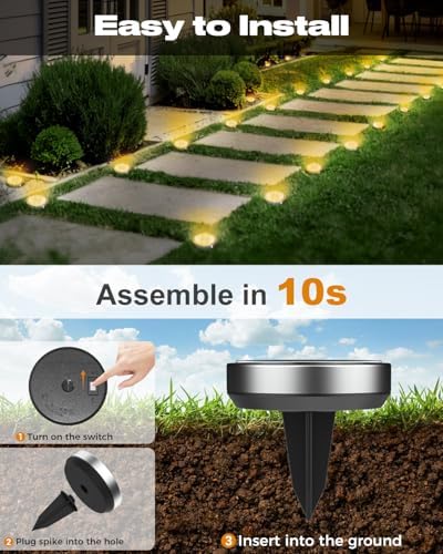btfarm 12 Pack Solar Lights Outdoor Waterproof, 8 LED Solar Ground Lights - Image 4