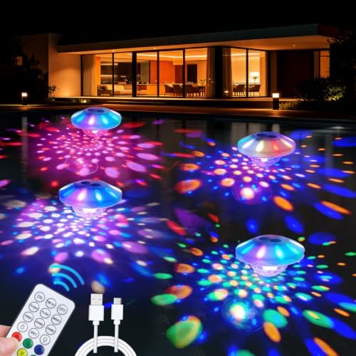 Rechargeable Floating Pool Lights 4 Pack 4000mAh by WANTERONG