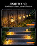 6 Pack Solar Powered Cracked Glass Jar Lights Outdoor Hanging LED Lantern - Image 4