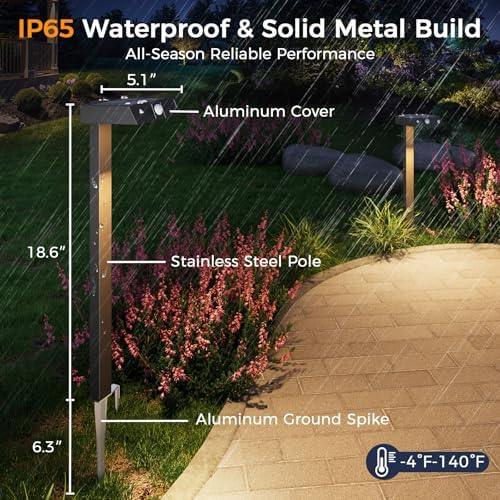 XMCOSY+ Solar Pathway Lights, 4 Pack Metal Motion Sensor Outdoor Lights - Image 3