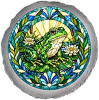 Magnolia Garden 10-Inch Garden Frog Stepping Stone - Faux Stained Glass Lily Pad Pond Garden Stone, Weather-Resistant Resin Pathway Accent, Whimsical Amphibian Outdoor Yard Decor & Walkway Plaque by DicksonsGifts