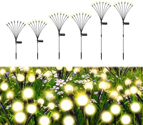 Solar Firefly Lights Outdoor Swaying Garden Decor Warm White 6 PK by Unknown