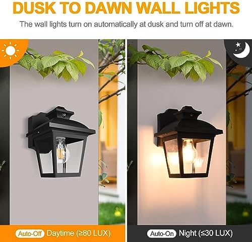 FUDESY Dusk to Dawn Outdoor Wall Light Fixture,Exterior Porch Lantern,Black - Image 4