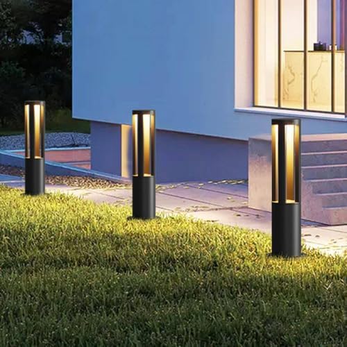 Landscape Path Light Waterproof Bollard Lighting Modern Outdoor Cylindrical Path Light Waterproof Driveway Lamps Hare Wired Landscape Lighting Outside 3000K LED Bollard Lamp For Garden Yard Patio Lawn - Image 7