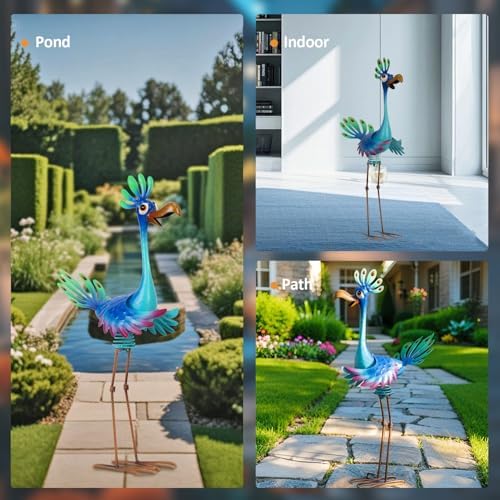 Natelf Metal Wacky Peacock Garden Outdoor Statue for Yard Patio 26 Inch - Image 6