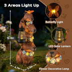 Capybara Solar Garden Statue, Outdoor Capybara Statue with Flower Decoration & Lantern Light, Funny Triple Capybara Decor for Women, Capybara Figurine for Yard Garden Patio Lawn Ornaments - Image 3