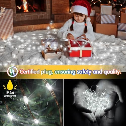 KNONEW 203FT 600LED Green Wire Outdoor Fairy Lights Plug in Cool White Xmas - Image 4