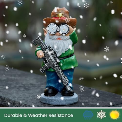 Funny Garden Gnomes Statue Outdoor Decor, Solar Telescope Gnome Decorations for Yard, Lawn, Patio, Porch, Christmas Birthday Housewaming Gifts for Dad, Men, Husband, 10.6 Inch, Resin - Image 4